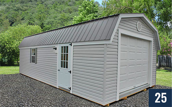 Amish Built Vinyl Barn with Garage Door from Sheds Direct, Inc.